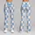 Blue And Ivory Snowflake Checks For Yoga, Pilates, Travel And Everyday Casual Style Leggings - 9