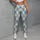 Blue And Ivory Snowflake Checks For Yoga, Pilates, Travel And Everyday Casual Style Leggings - 4