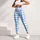 Blue White Diamond Checks for Yoga Pilates and Everyday Activewear Leggings - 4