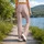 Blush Pink Heart Stripes for Yoga Pilates and Everyday Errands Leggings - 12