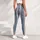 Slate Blue Vertical Stripes With Rose Pinlines For Yoga, Pilates And Daily Wear Style Leggings - 5