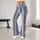 Slate Blue Vertical Stripes With Rose Pinlines For Yoga, Pilates And Daily Wear Style Leggings - 10