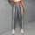 Slate Blue Vertical Stripes With Rose Pinlines For Yoga, Pilates And Daily Wear Style Leggings - 6