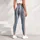 Slate Blue Vertical Stripes With Rose Pinlines For Yoga, Pilates And Daily Wear Style Leggings - 5
