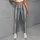 Slate Blue Vertical Stripes With Rose Pinlines For Yoga, Pilates And Daily Wear Style Leggings - 4