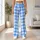 Blue And White Gingham Checks For Yoga, Pilates, Errands And Everyday Casual Style Leggings - 10