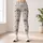 Ivory Charcoal Diamond Florals for Yoga Pilates and Everyday Outings Leggings - 4