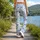 Delicate Blue Satin Bow Motifs for Yoga, Pilates and Everyday Chic Activewear Style Leggings - 12