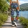Blue Rust Floral Blooms for Yoga, Pilates and Everyday Movement for Active Women Leggings - 12