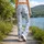 Blue Watercolor Bows for Yoga, Pilates, and Everyday Casual Style Leggings - 12