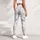 Blue Bow And Tiny Floral Motifs For Yoga Pilates And Spring Everyday Style Leggings - 4