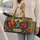 Colorful Folk Art Hens and Wildflowers for Beach Days and Bohemian Getaways Quilted Weekend Bag - 2