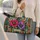 Bohemian Wildflowers and Colorful Stripes for Beach Getaways and Weekend Travel Quilted Weekend Bag - 2