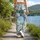 Blue Ocean Fish and Jellyfish for Coastal Yoga, Pilates and Everyday Active Style Leggings - 12
