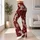 Galloping Cream Horses on Burgundy for Yoga, Pilates and Equestrian Lifestyle Wear Leggings - 12