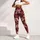 Galloping Cream Horses on Burgundy for Yoga, Pilates and Equestrian Lifestyle Wear Leggings - 4