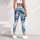 Blue White Swirling Waves for Yoga Pilates and Everyday City Style Leggings - 5