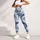 Blue White Swirling Waves for Yoga Pilates and Everyday City Style Leggings - 4