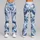 Blue White Swirling Waves for Yoga Pilates and Everyday City Style Leggings - 9
