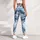 Blue White Swirling Waves for Yoga Pilates and Everyday City Style Leggings - 5