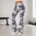 Gray White Camouflage Motif for Yoga, Pilates, Travel and Everyday Athleisure Style Leggings - 11