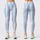 Powder Blue And Ivory Vertical Stripes For Yoga Pilates And Everyday Wear Leggings - 3