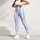 Powder Blue And Ivory Vertical Stripes For Yoga Pilates And Everyday Wear Leggings - 4