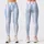 Powder Blue And Ivory Vertical Stripes For Yoga Pilates And Everyday Wear Leggings - 1