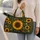 Bohemian Sunflowers and Green Leaves for Camping, Beach Days, and Weekend Getaways Quilted Weekend Bag - 2