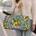 Sunny Lemon Citrus And Blue Baroque Flourishes For Relaxed Coastal Holiday Escapes Quilted Weekend Bag - 2