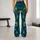 Teal and Emerald Peacock Feather Motifs for Yoga, Pilates and Everyday Wellness Style Leggings - 10