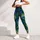 Teal and Emerald Peacock Feather Motifs for Yoga, Pilates and Everyday Wellness Style Leggings - 4