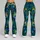 Teal and Emerald Peacock Feather Motifs for Yoga, Pilates and Everyday Wellness Style Leggings - 9