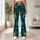 Teal and Emerald Peacock Feather Motifs for Yoga, Pilates and Everyday Wellness Style Leggings - 12