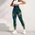 Teal and Emerald Peacock Feather Motifs for Yoga, Pilates and Everyday Wellness Style Leggings - 6