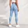Sky Blue White Diamond Checks for Yoga Pilates and Everyday Activewear Leggings - 4