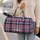 Pink Navy Plaid Checks for Relaxed Beach Days and Easy Weekend Getaways for Travelers Quilted Weekend Bag - 2