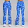 Cobalt Blue White Abstract Lines For Yoga Pilates And Everyday Activewear Leggings - 9