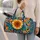 Bold Sunflower and Coastal Patchwork for Sunny Beach Days and Relaxed Summer Getaways Quilted Weekend Bag - 2