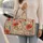 Vintage Coral Wildflowers and Olive Leaves for Beach Holidays and Relaxed Summer Travel Quilted Weekend Bag - 2