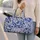 Cobalt Blue Peony Florals and Leaf Scrolls for Elegant Weekend Travel and Getaways Quilted Weekend Bag - 2
