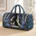 Black And White Horse With Blue Hydrangeas For Cottage Garden Getaways And Travel Quilted Weekend Bag - 1