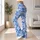 Powder Blue White Blossom Florals for Yoga Pilates and Everyday Style Leggings - 11