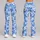 Powder Blue White Blossom Florals for Yoga Pilates and Everyday Style Leggings - 9