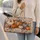 Watercolor Autumn Pumpkins Sage Foliage and Fine Bows for Cozy Seasonal Getaways Quilted Weekend Bag - 2