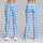 Sky Blue And White Gingham Checks For Yoga, Pilates And Everyday Active Style For Women Leggings - 9
