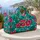 Watermelon and Tropical Leaves in Aqua for Seaside Summer Travel Getaways and Beach Picnics Quilted Weekend Bag - 5
