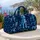 Navy Mint Geometric Dogs and Paw Prints for Rainy Day City Travel and Pet Lovers Style Quilted Weekend Bag - 5