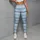 Sky Blue And White Coastal Stripes For Yoga Pilates And Everyday Activewear Leggings - 4