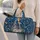 Golden Giraffes and Blue Leaves for Weekend Travel, Lakeside Days and Nature Lovers Quilted Weekend Bag - 2